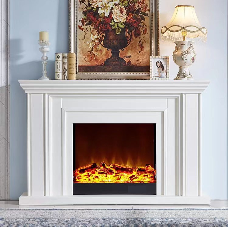 自立型電気暖炉とマンテル